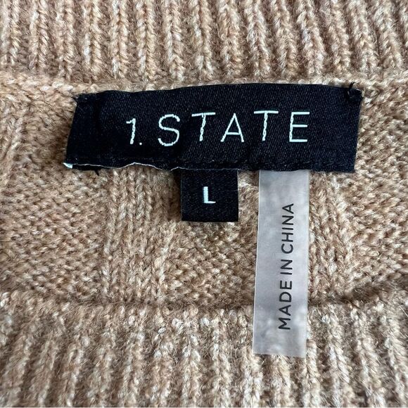 1. State Evermore Wild Oak Cable Knit Crewneck Oversized Pullover Sweater SZ L - Picture 7 of 14